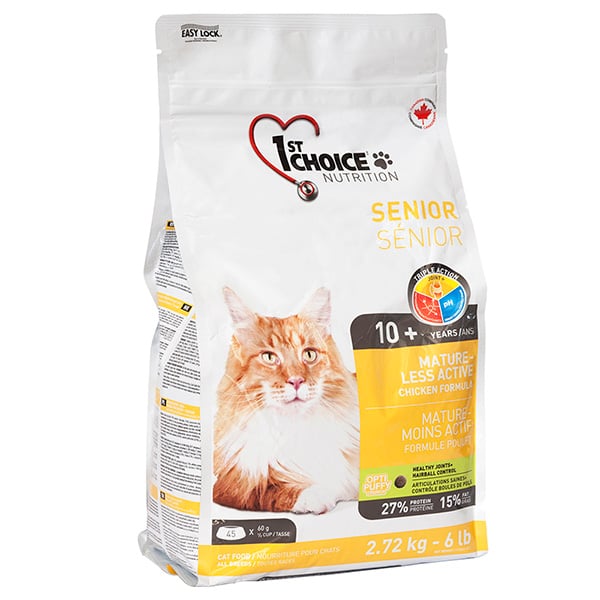 Сухой корм для пожилых или малоактивных кошек 1st Choice Senior Mature Less Aktiv, с курицей и рисом, 2.72 кг - фото 1