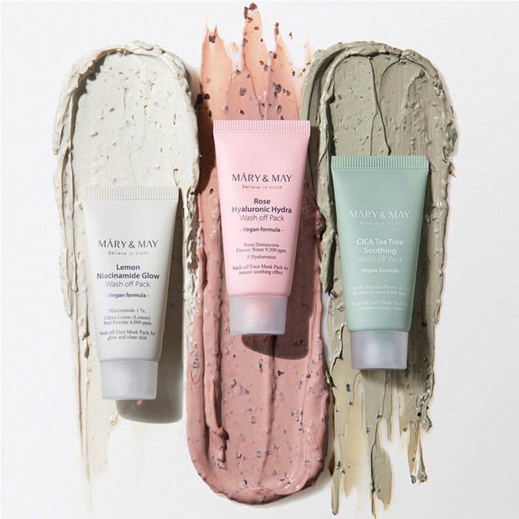 Набір глиняних масок Mary&May Vegan Wash off MasK Mini Gift Set 5 шт. по 30 г + щітка (BT20411) - фото 5