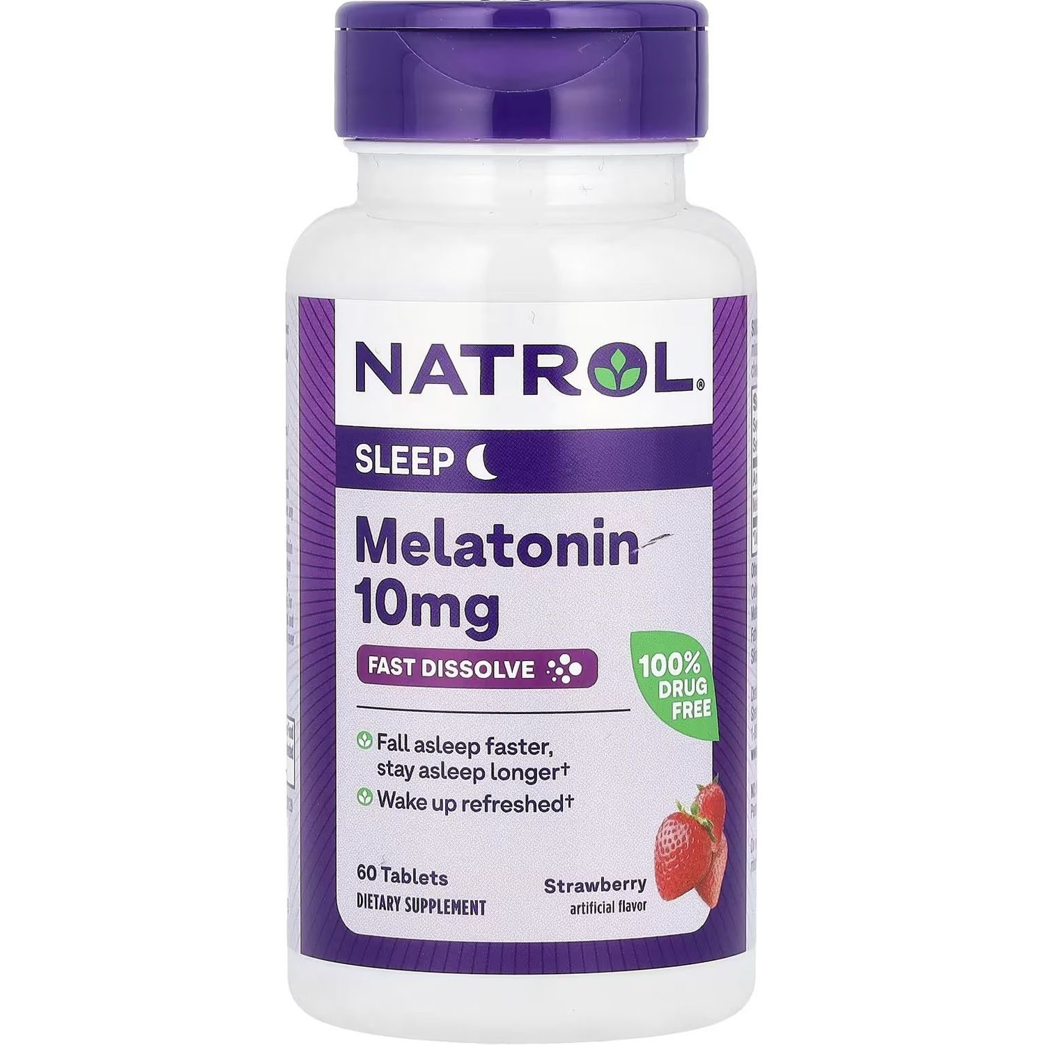 Мелатонін Natrol Melatonin Fast Dissolve зі смаком полуниці 10 мг 60 таблеток - фото 1