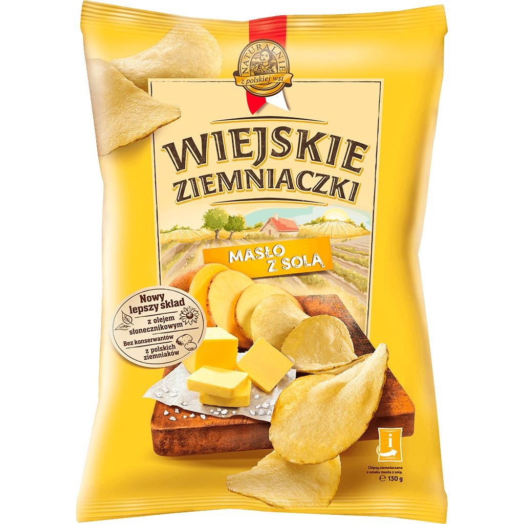 Чипси Wiejskie Ziemniaczki зі смаком масла і сілью 130 г - фото 1