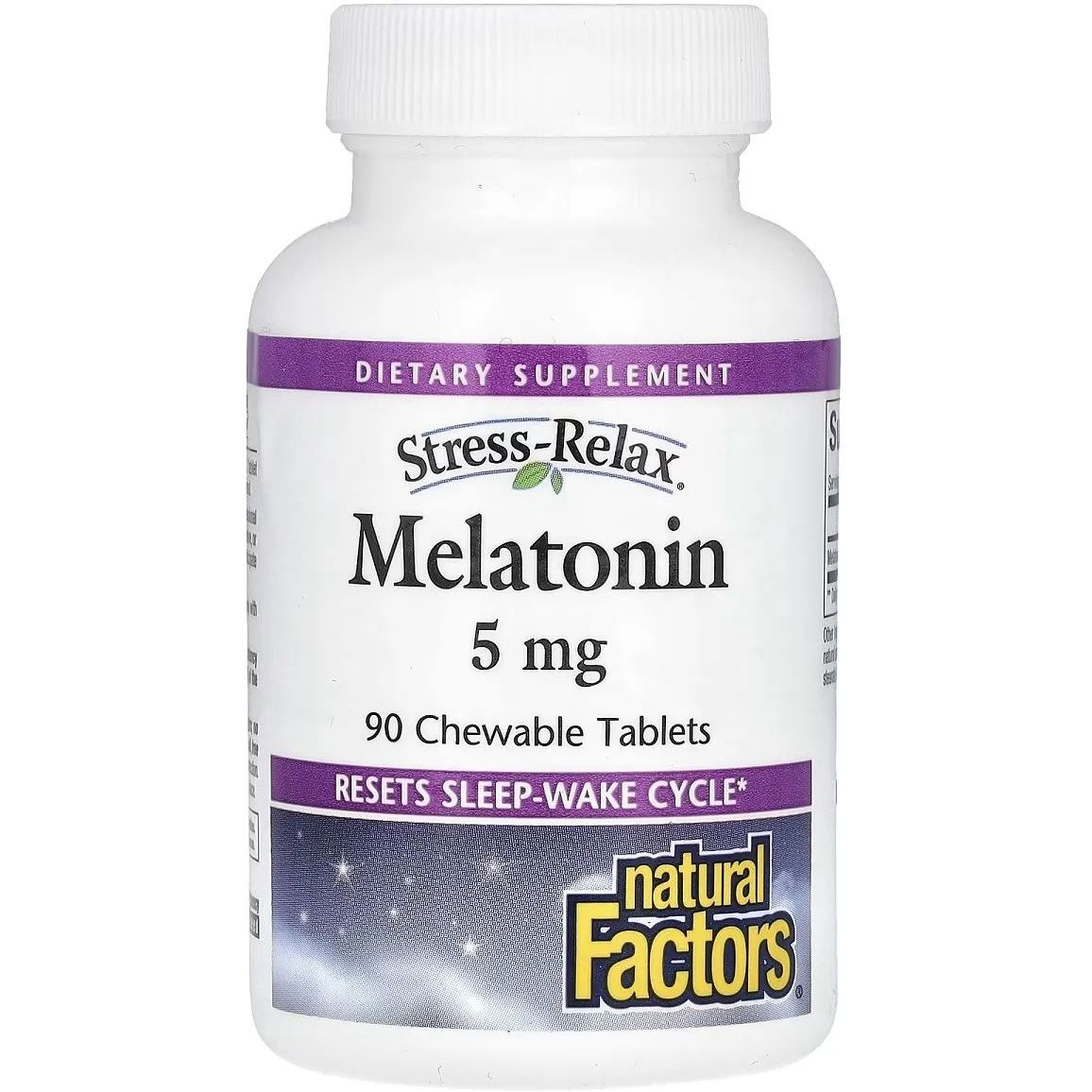 Мелатонін Natural Factors Stress Relax Melatonin 5 мг 90 жувальних таблеток - фото 1