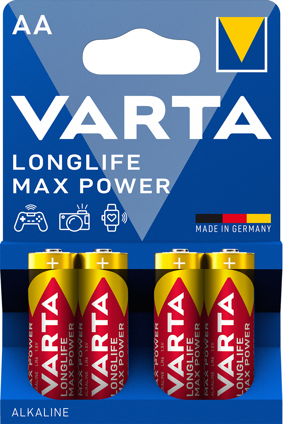 Батарейка Varta Longlife Max Power AA Bli 4 Alkaline, 4 шт. (4706101404) - фото 1