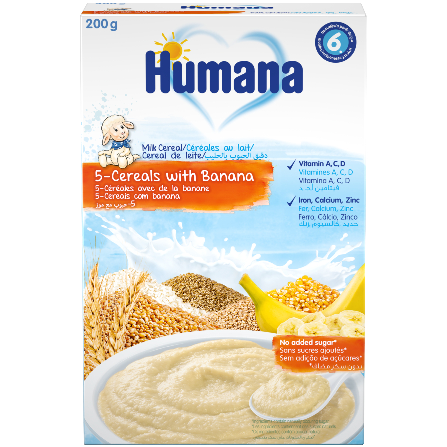 Молочная каша Humana 5 злаков с бананом 200 г - фото 1