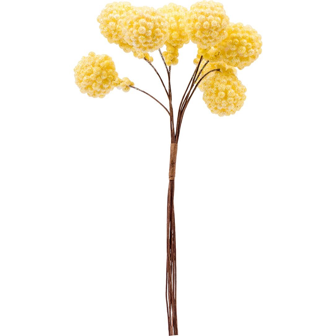 Декоративні кульки мімози Yes! Fun на стеблі 2 см жовті 9 шт. (974164) - фото 1