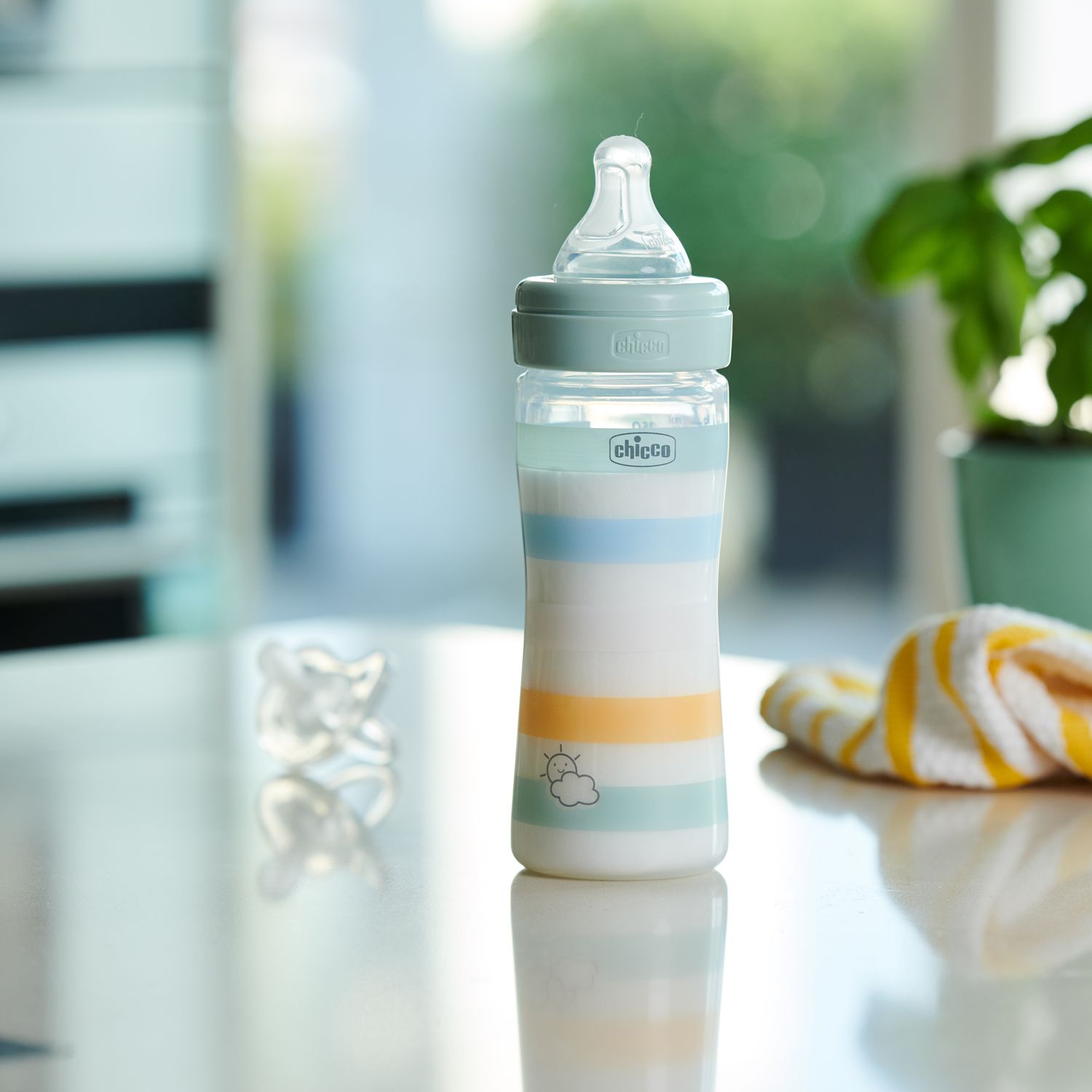 Бутылочка для кормления Chicco Well-Being Colors, с силиконовой соской 2м+, 250 мл, мятная (28623.21) - фото 2