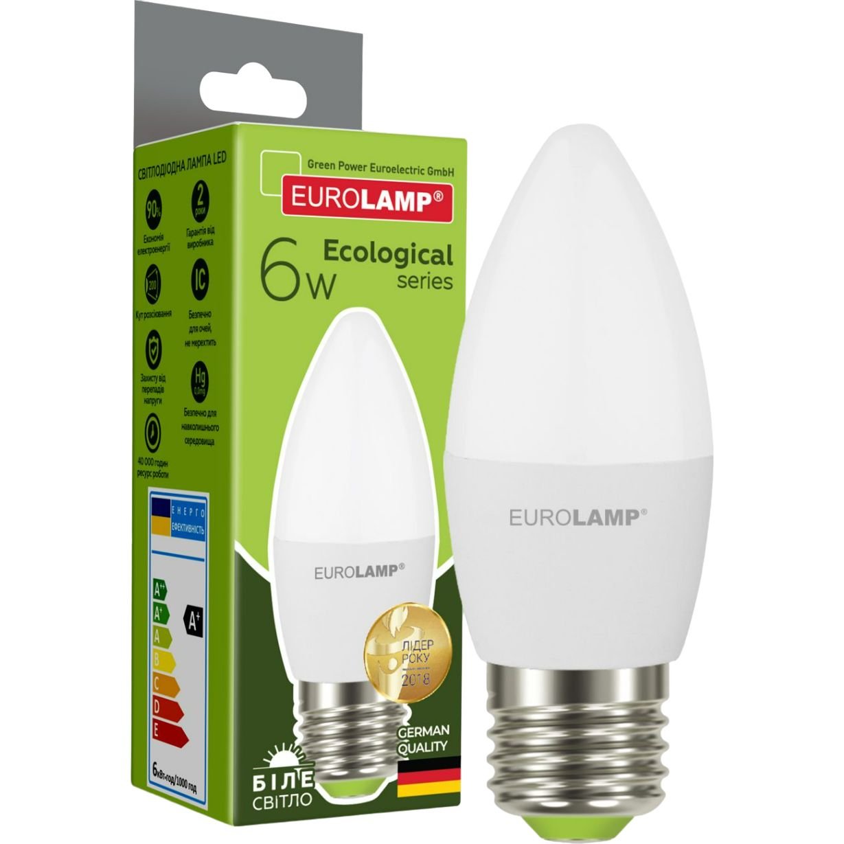 Світлодіодна лампа Eurolamp LED Ecological Series, CL 6W, E27, 4000K (LED-CL-06274(P)) - фото 1