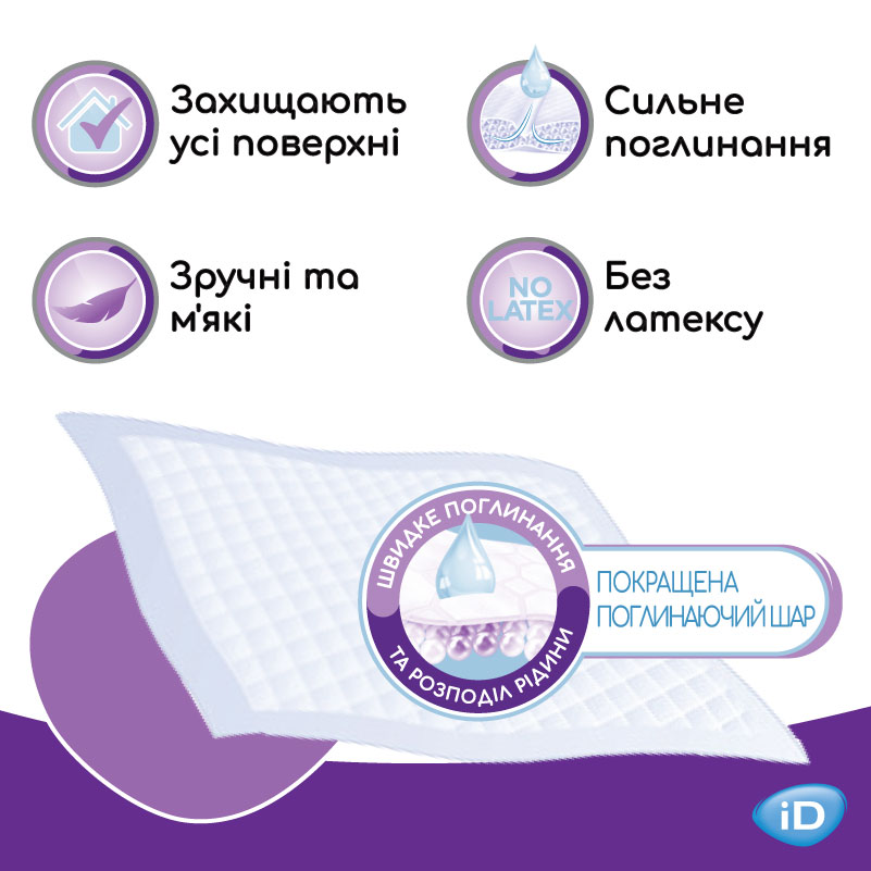 Одноразові гігієнічні пелюшки iD Protect Expert Plus, 60x60 см, 30 шт. - фото 4