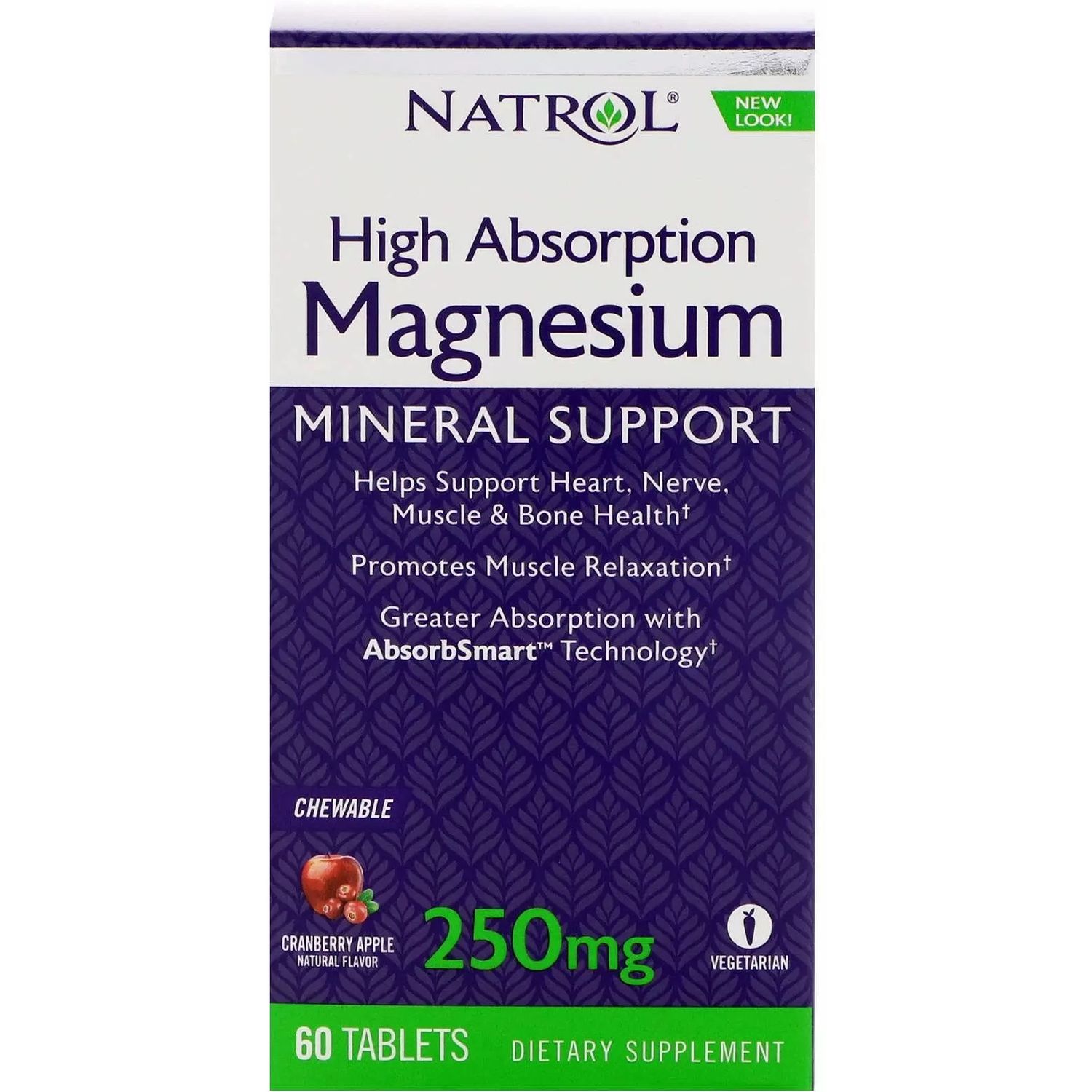 Магний малат Natrol High Absorption Magnesium со вкусом яблок и клюквы 250 мг 60 жевательных таблеток - фото 2