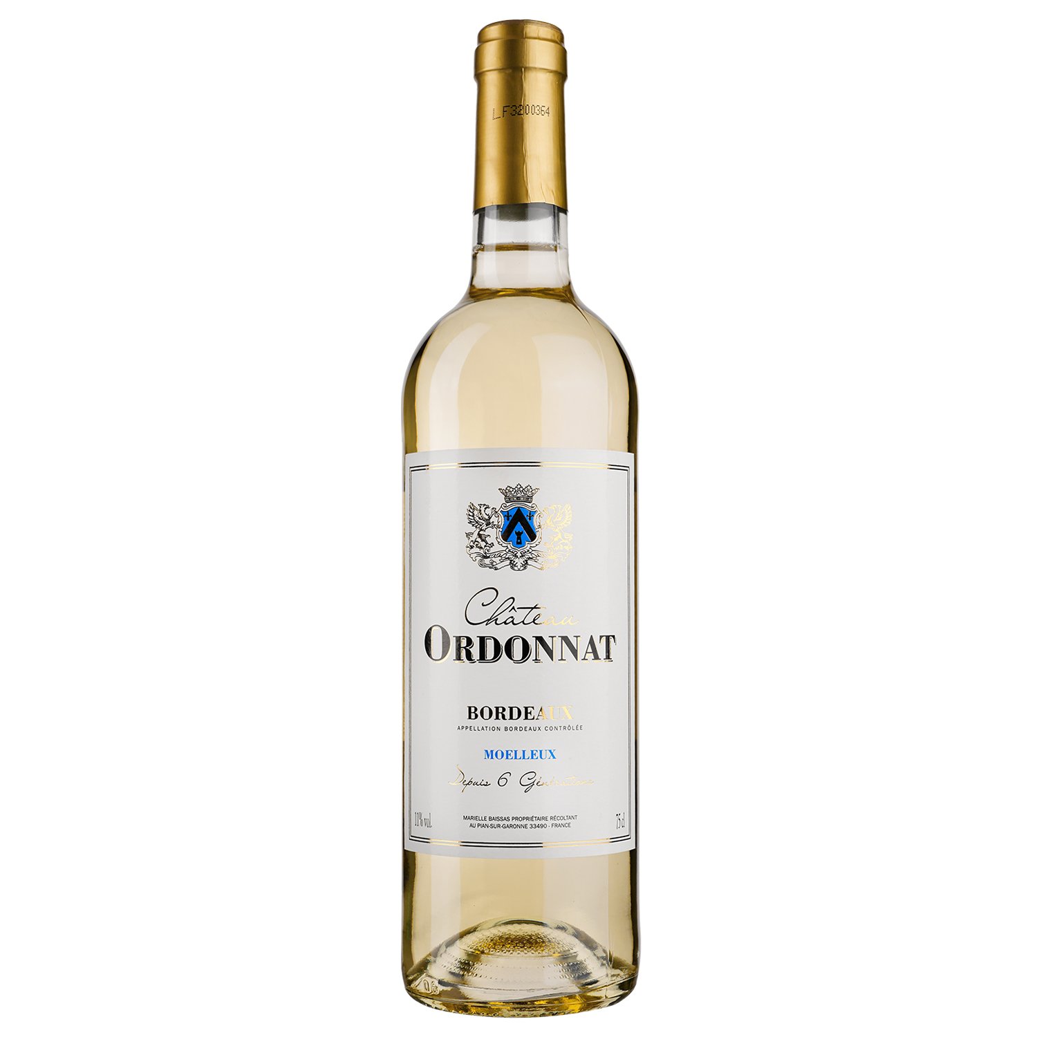 Вино Chateau Ordonnat Bordeaux AOP, белое, сухое, 0,75 л - фото 1