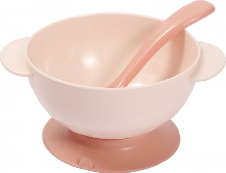 Тарелка на присоске Lindo, с ложкой, 300 мл, розовый (Рк 035 рож) - фото 2