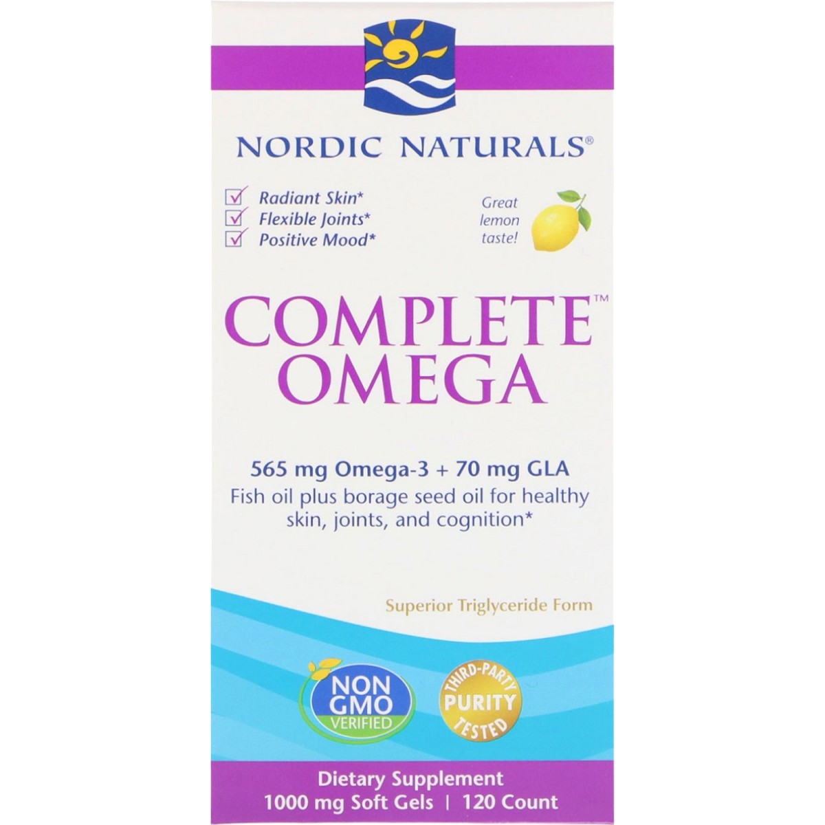 Омега Nordic Naturals Complete Omega комплекс с лимоном 1000 мг 120 гелевых капсул - фото 2