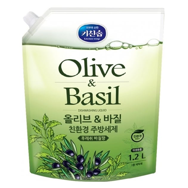 Моющее средство Mukunghwa Kitchen Soap Olive&Basil Dishwashing Detergent, Оливка и базилик, 1,2 л - фото 1