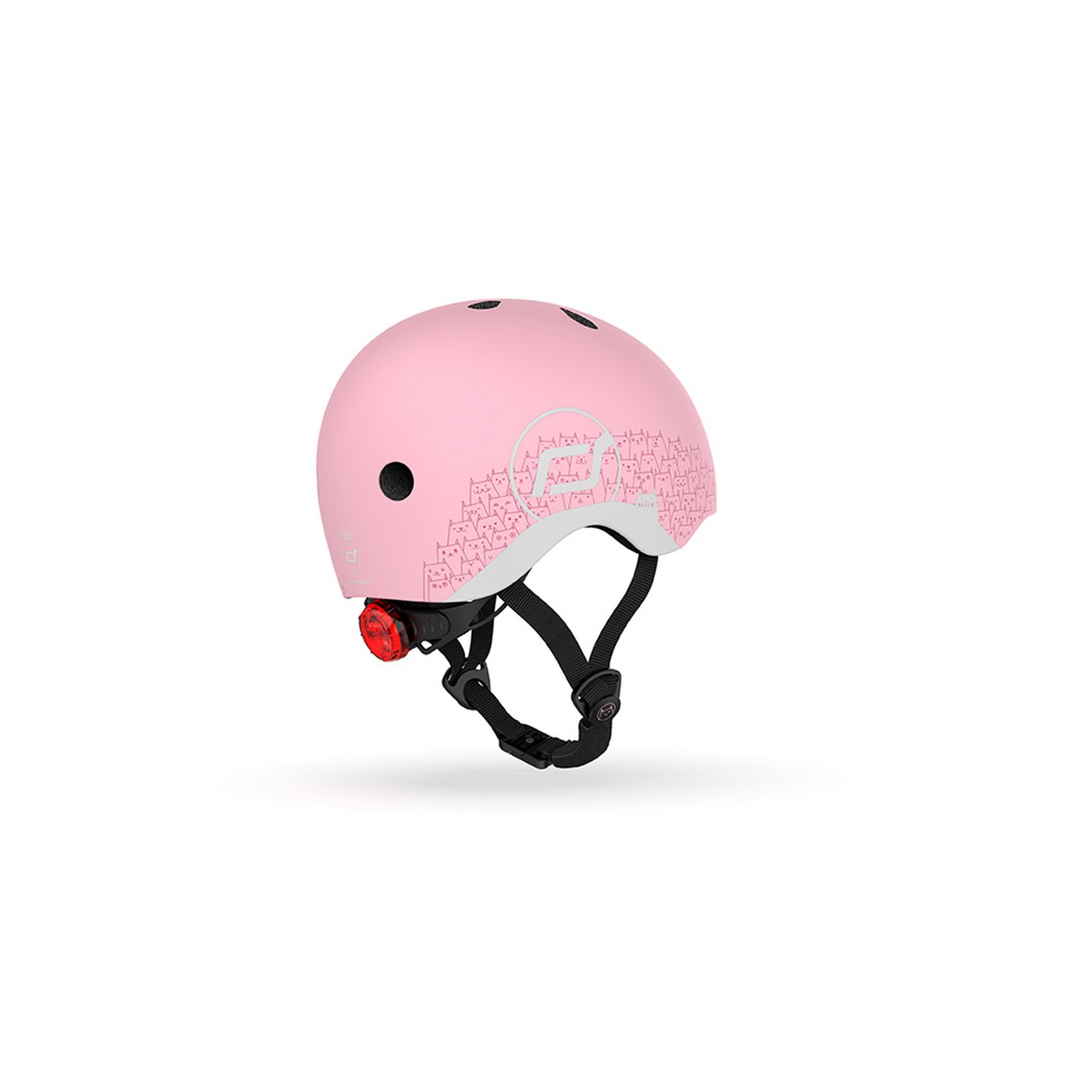 Шлем защитный Scoot and Ride светоотражающий, с фонариком, 45-51 см (XXS/XS), розовый (SR-210225-ROSE) - фото 2