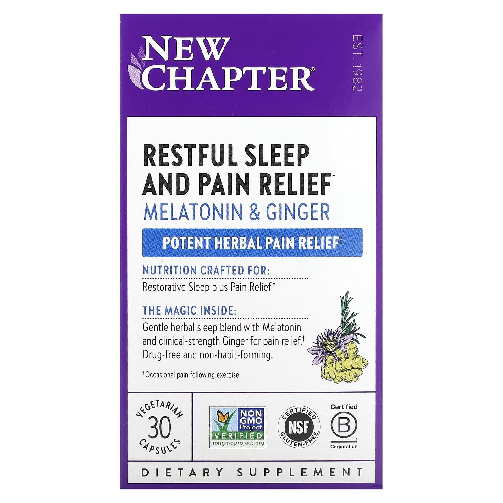 Спокійний безболісний сон New Chapter Restful Sleep and Pain Relief 30 вегетаріанських капсул - фото 2