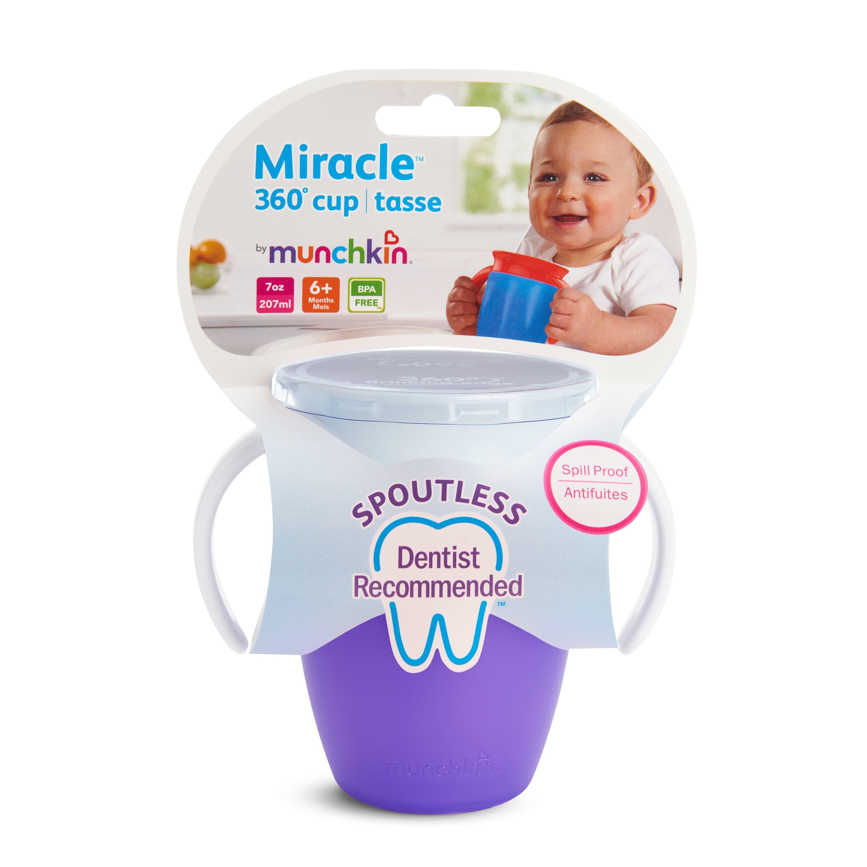 Чашка непроливная Munchkin Miracle 360 с ручками, 207 мл, фиолетовый (01209401.05) - фото 4