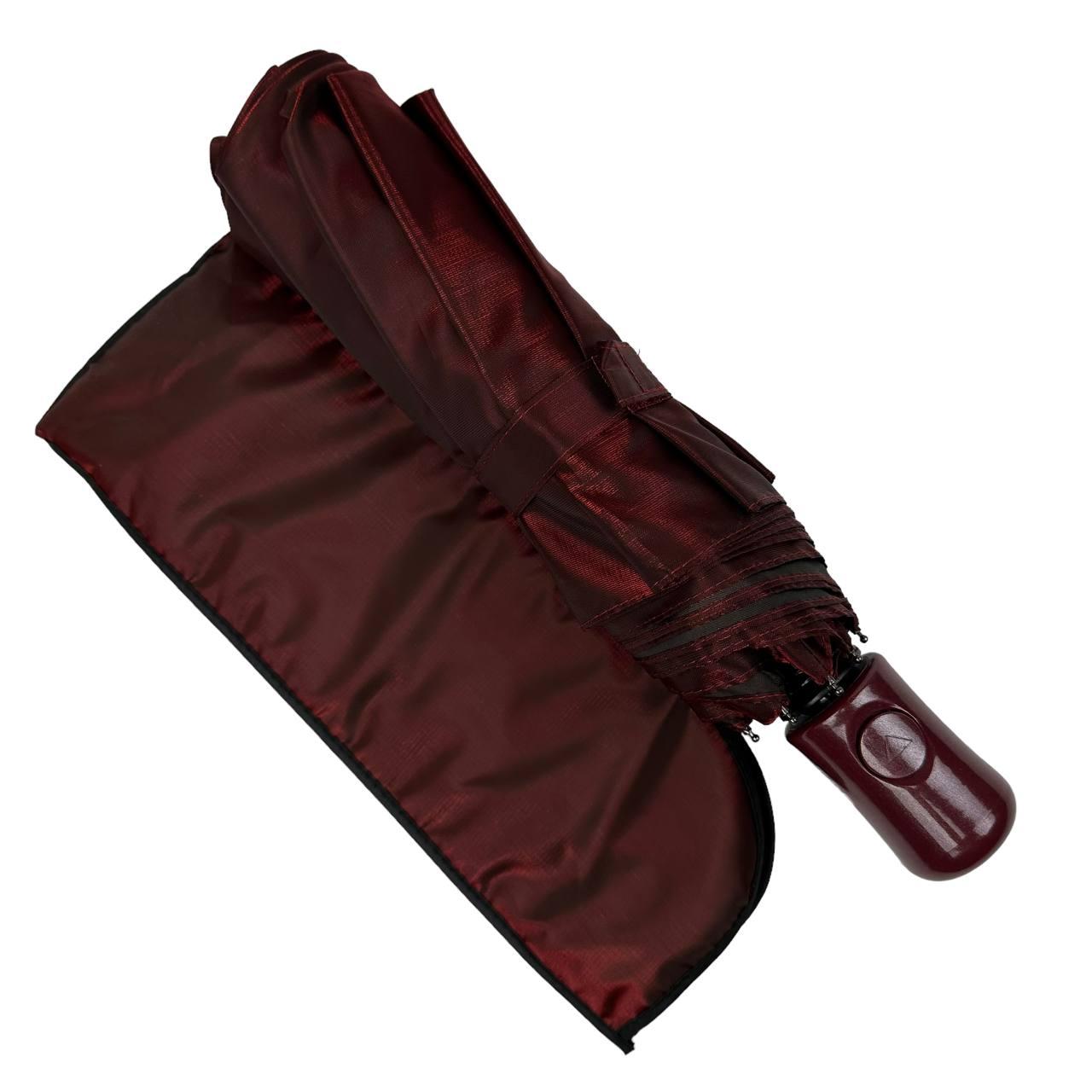 Жіноча складана парасолька напівавтомат Toprain 97 см бордова - фото 2