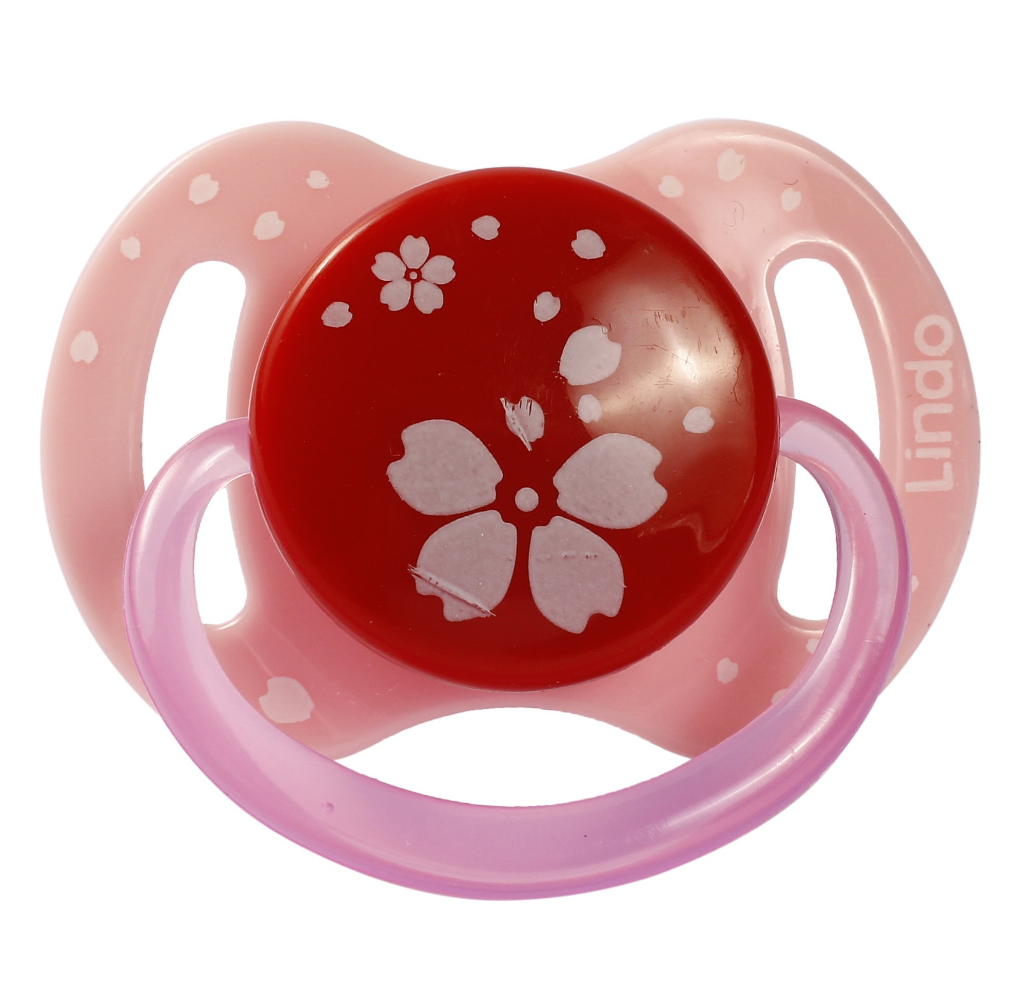 Пустышка силиконовая Lindo Цветочки, круглая, 0-6 мес., розовый (А 31/0-6 роз) - фото 1