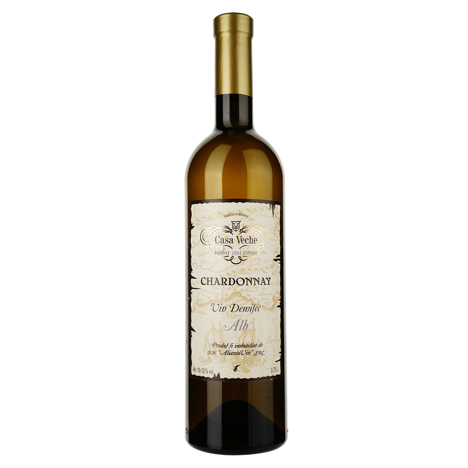 Вино Alianta vin Casa Veche Chardonnay, белое, полусухое, 10-12%, 0,75 л - фото 1