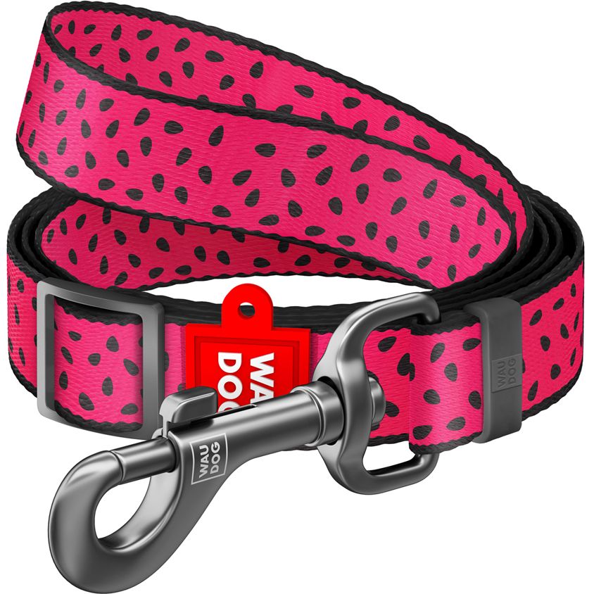 Повідець для собак Waudog Nylon Кавун, нейлоновий, регульований, 152-183х2,5 см, рожевий - фото 1