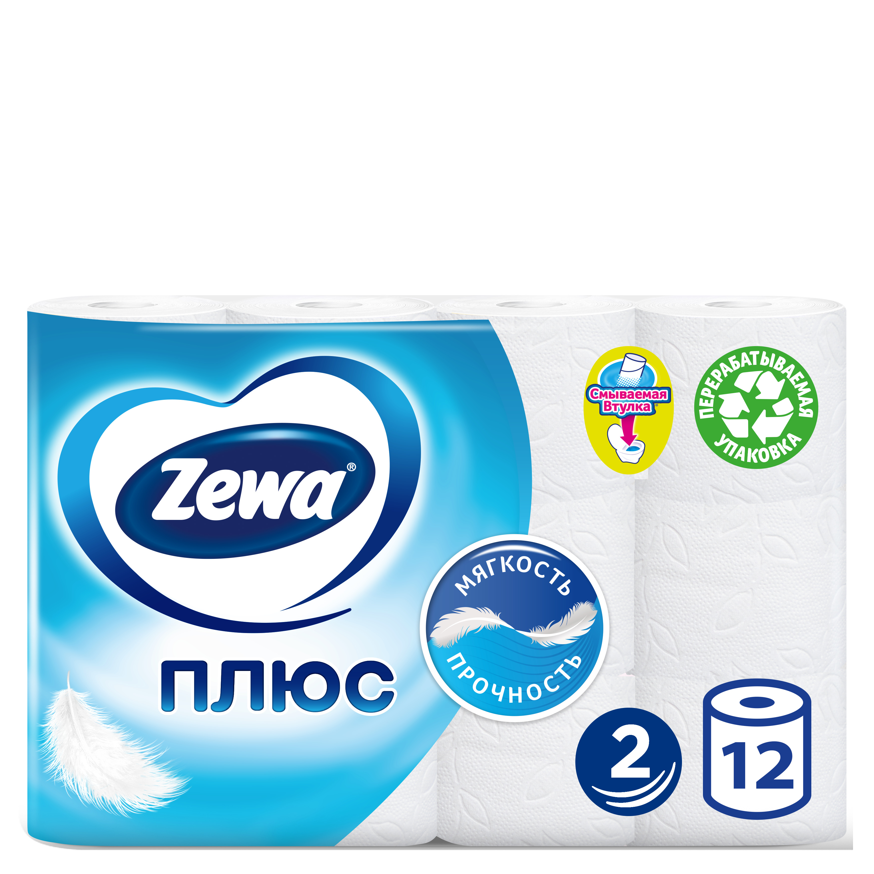 Двошаровий туалетний папір Zewa Plus, білий, 12 рулонів - фото 2