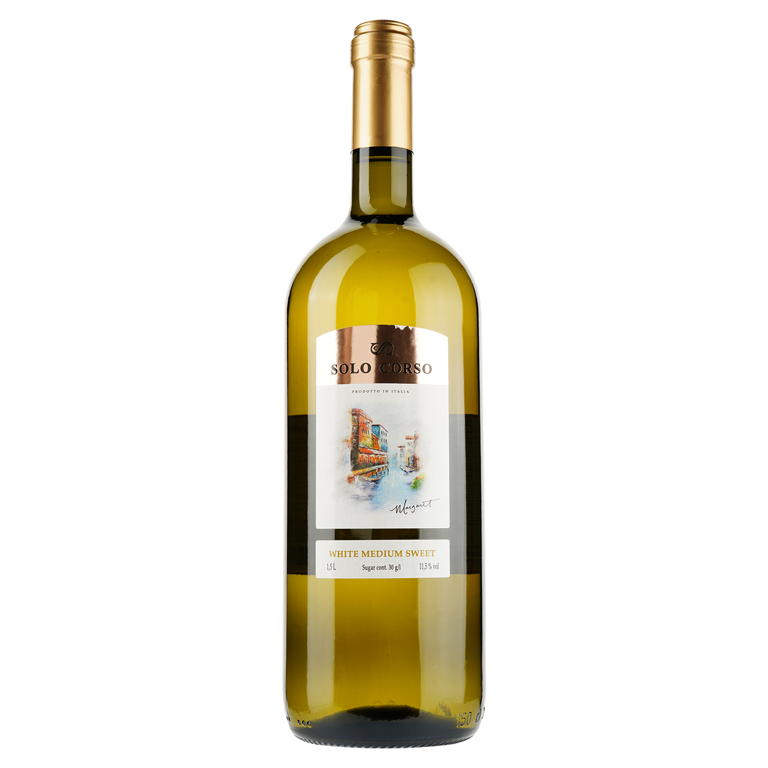 Вино Solo Corso Bianco, біле, напівсолодке, 11,5 %, 1,5 л - фото 1