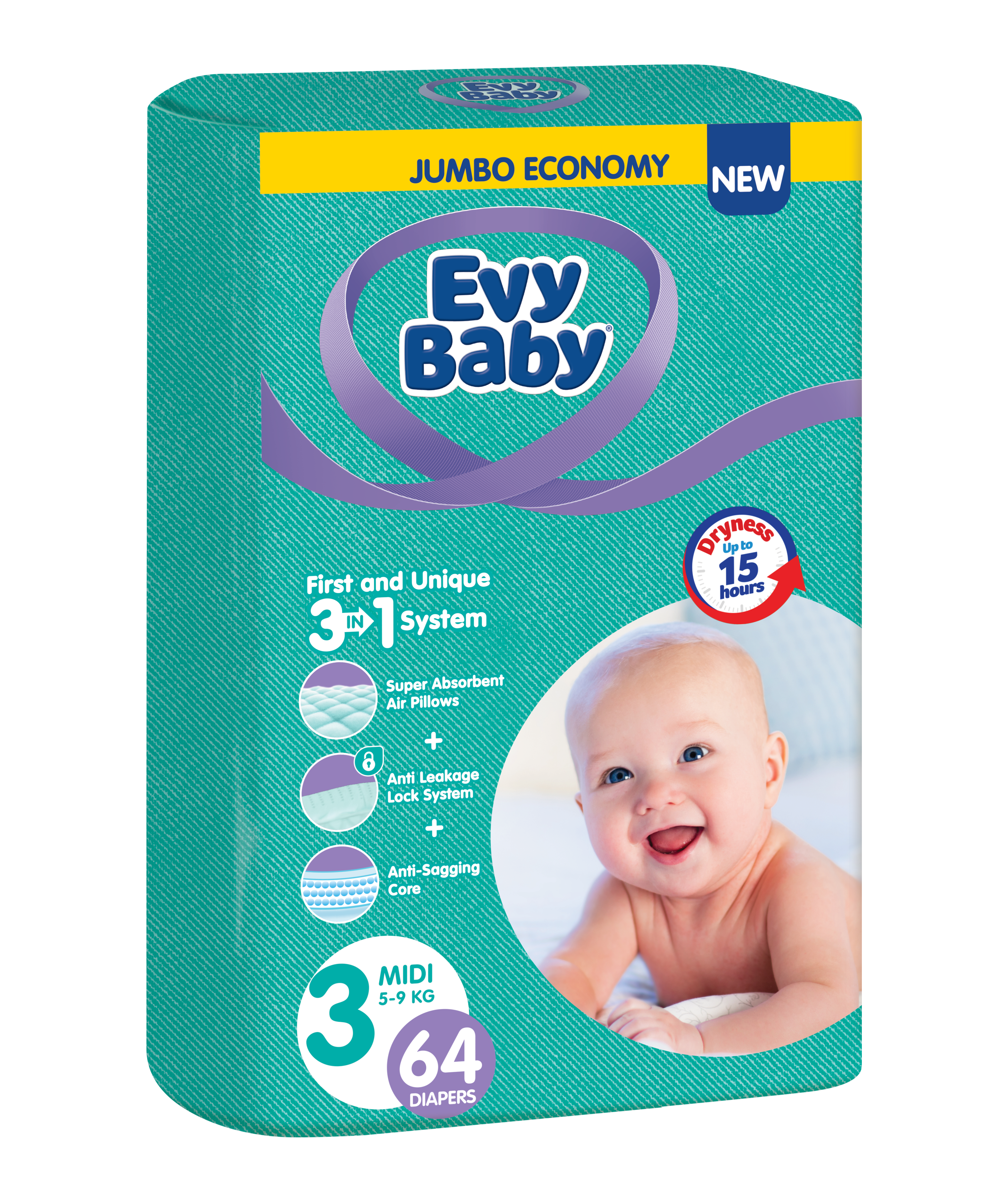Подгузники Evy Baby 3 (5-9 кг), 64 шт. - фото 1