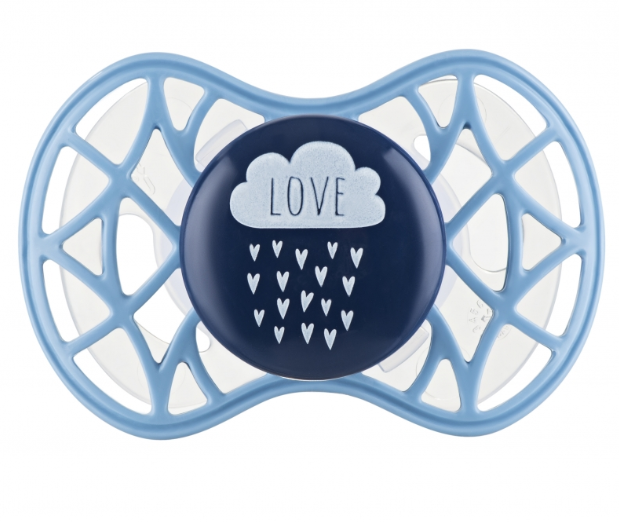 Силіконова ортодонтична пустушка Nuvita Air55 Cool Love, 6-12 міс., темно-синій (NV7084CB) - фото 1