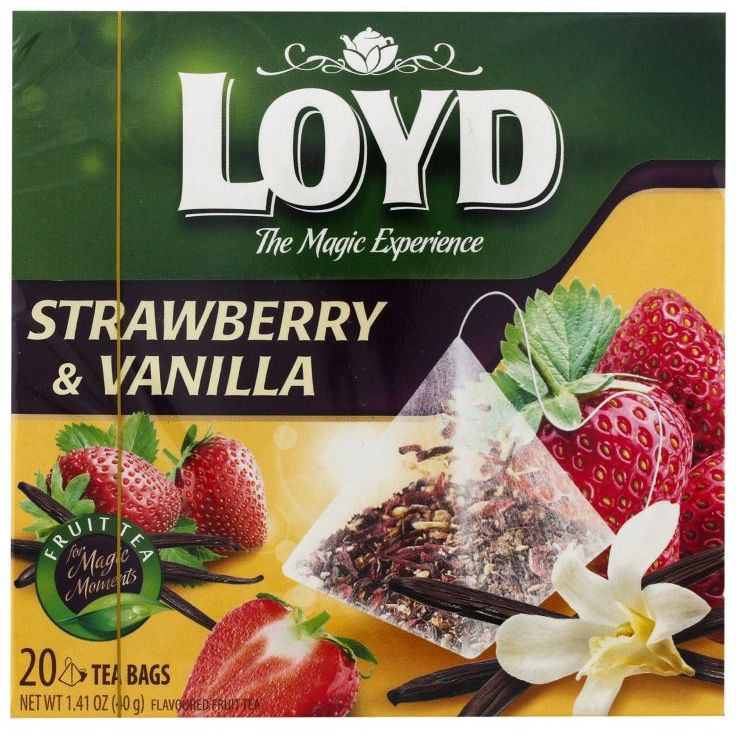 Чай фруктовий Loyd Strawberry&Vanilla, полуниця та ваніль, 40 г - фото 1