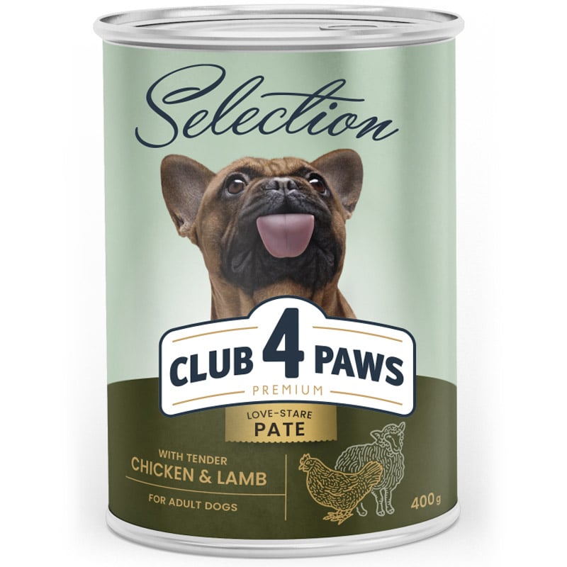 Влажный корм Club 4 Paws Premium Selection для взрослых собак, паштет с курицей и ягненком, 400 г - фото 1