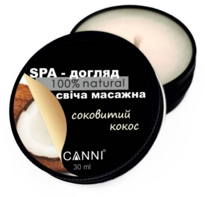 Свічка масажна для манікюру Canni SPA-догляд Соковитий кокос 30 мл - фото 2