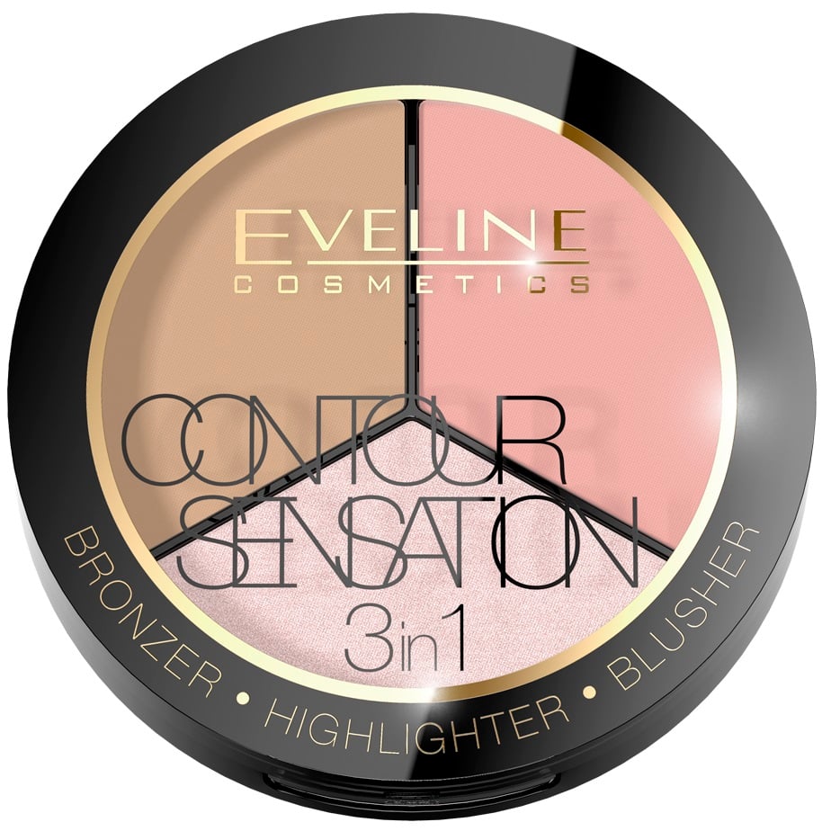 Палетка для контурингу Eveline Contour Sensation 3 в 1 01 13.5 г (LMKCONTOUR1) - фото 1