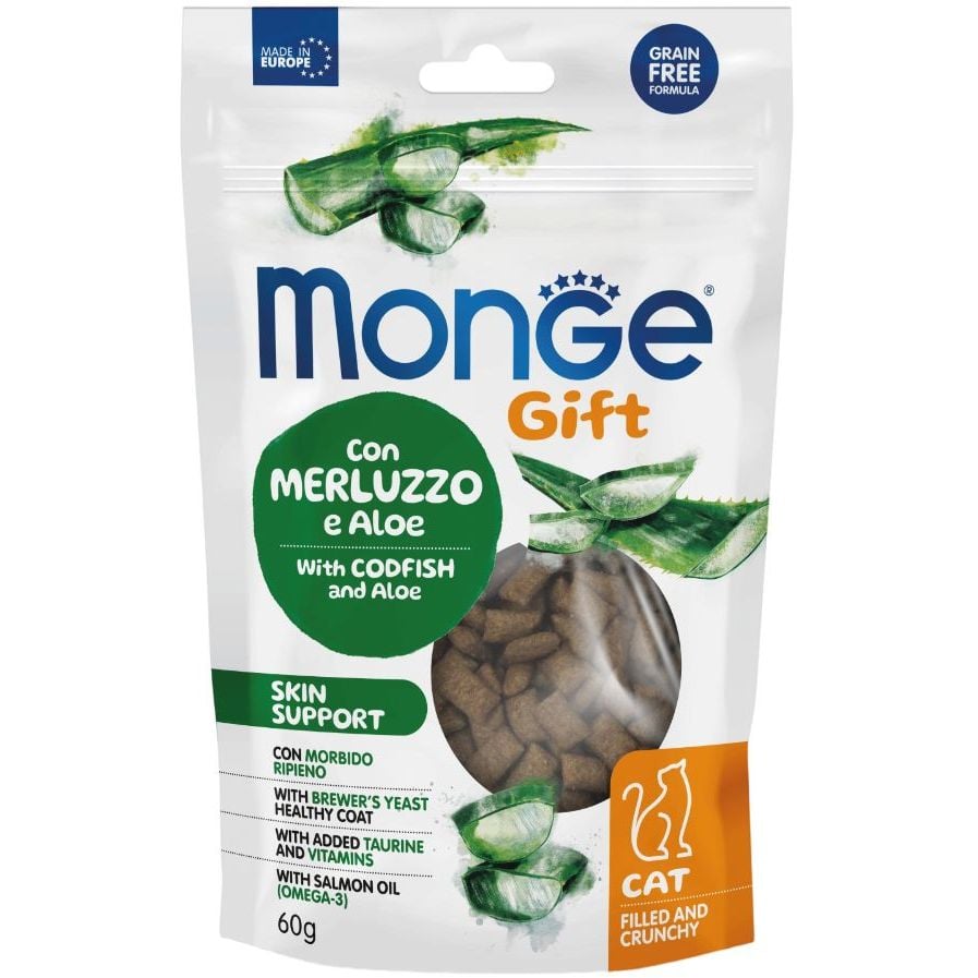Ласощі для котів Monge Gift Cat Skin support, з тріскою та алое, 60 г (70085045) - фото 1