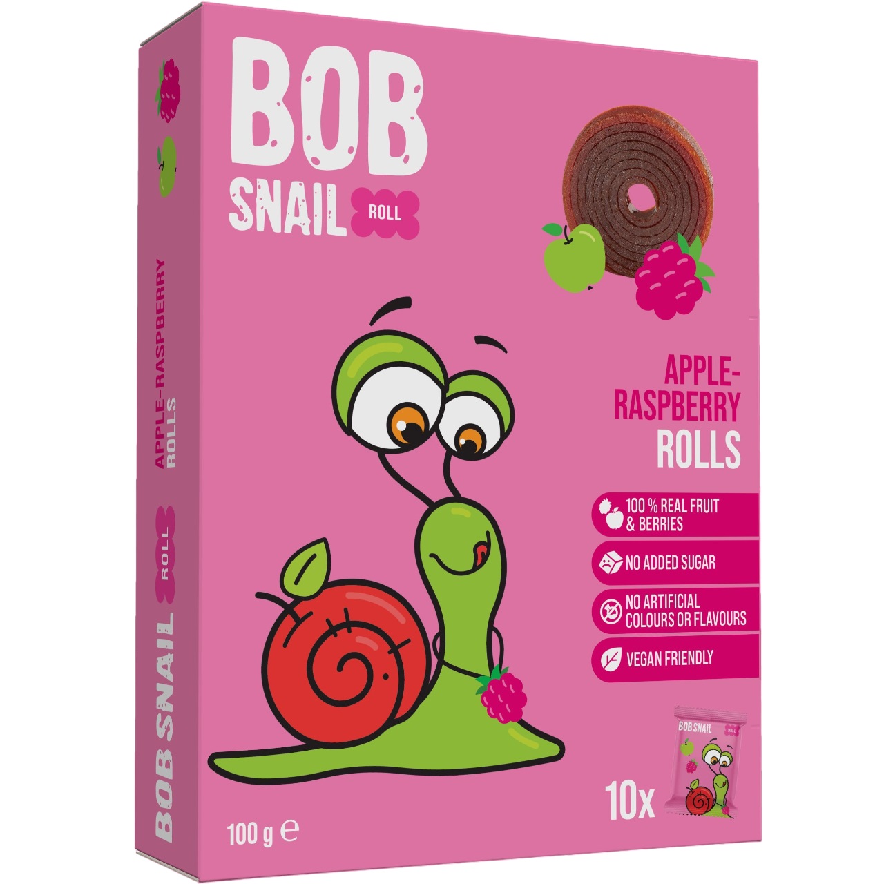 Фруктові яблучно-малинові цукерки Bob Snail 100 г (10 шт. х 10 г) - фото 1