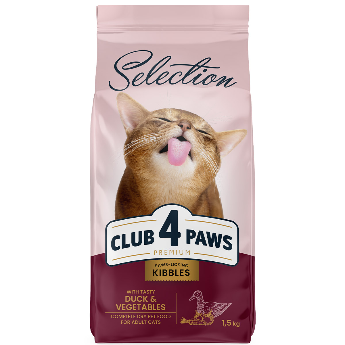 Сухий корм для дорослих котів Club 4 Paws Premium Selection з качкою та овочами 1.5 кг - фото 1