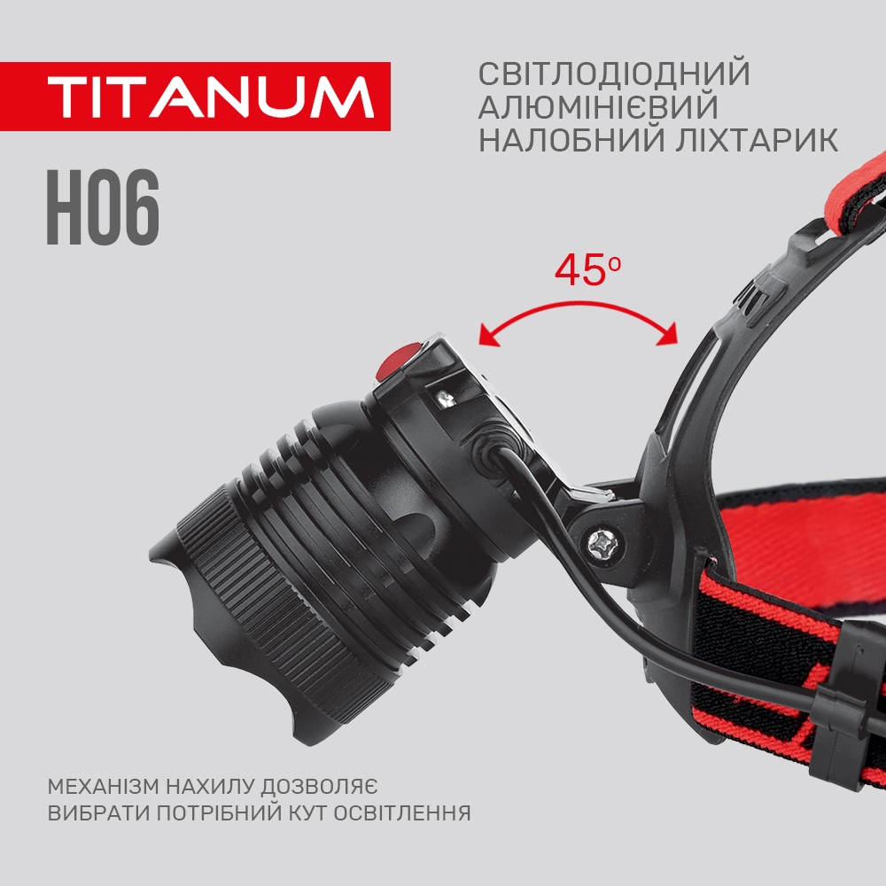 Налобний світлодіодний ліхтарик Titanum TLF-H06 800 Lm 6500 K (TLF-H06) - фото 3