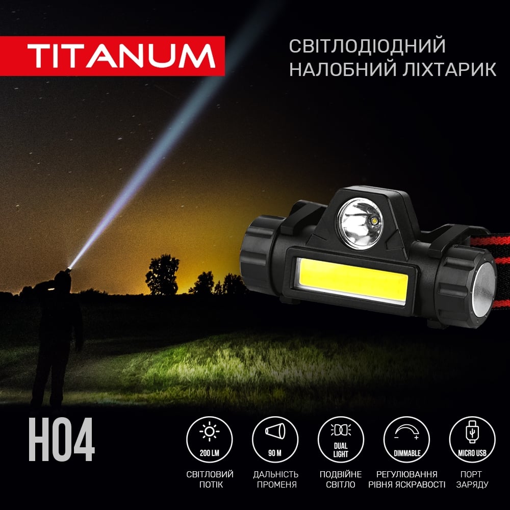 Налобний світлодіодний ліхтарик TitanumM TLF-H04 200 Lm 6500 K (TLF-H04) - фото 6