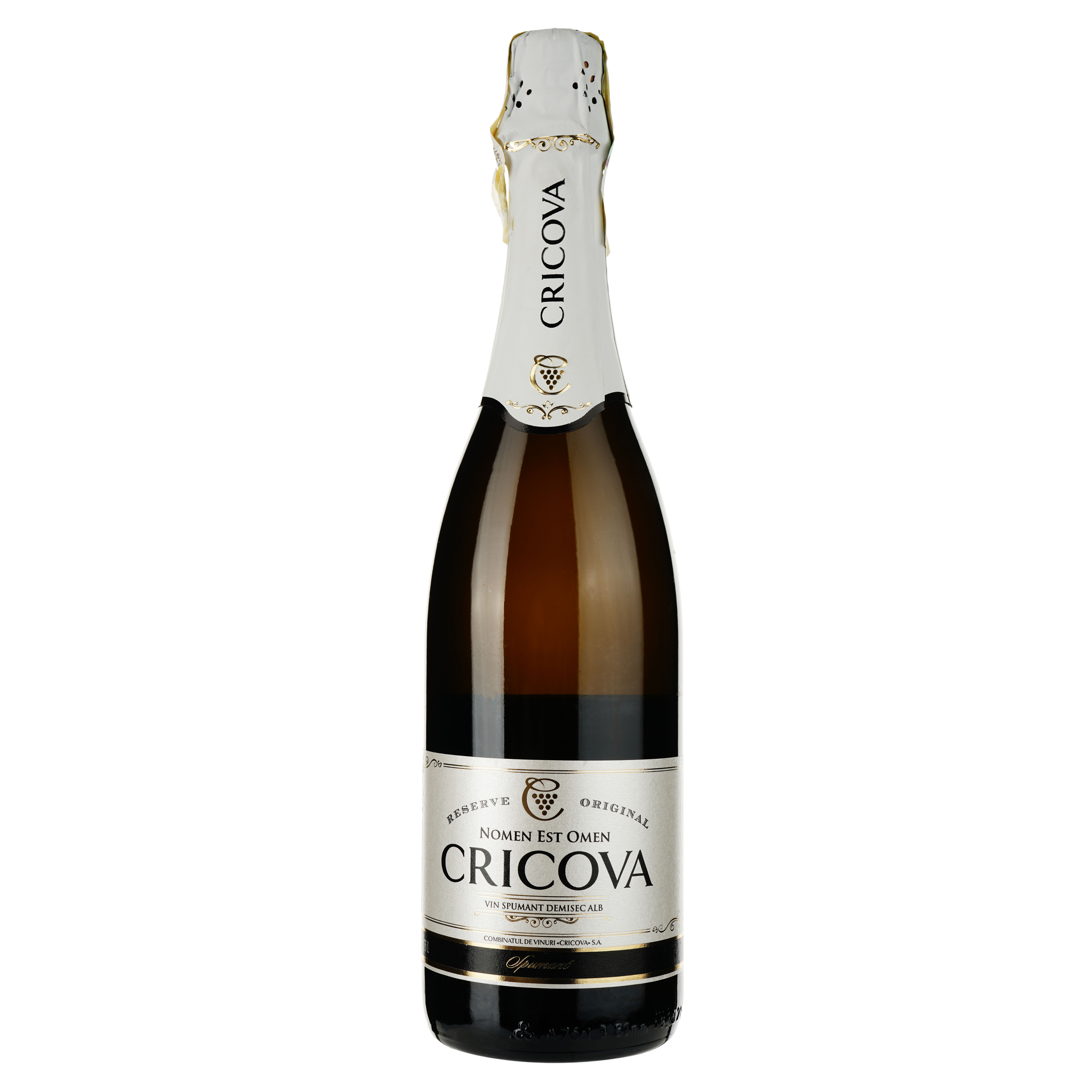 Игристое вино Cricova Spumant Original, белое, полусухое, 0.75 л - фото 1