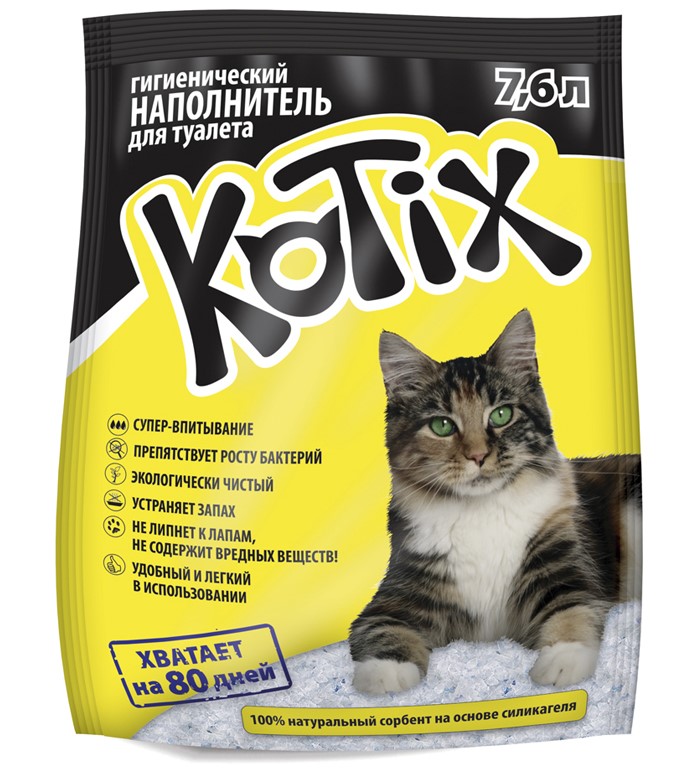 Силикагелевий наполнитель для туалета Kotix, 7,6 л (Kotix 7,6) - фото 1