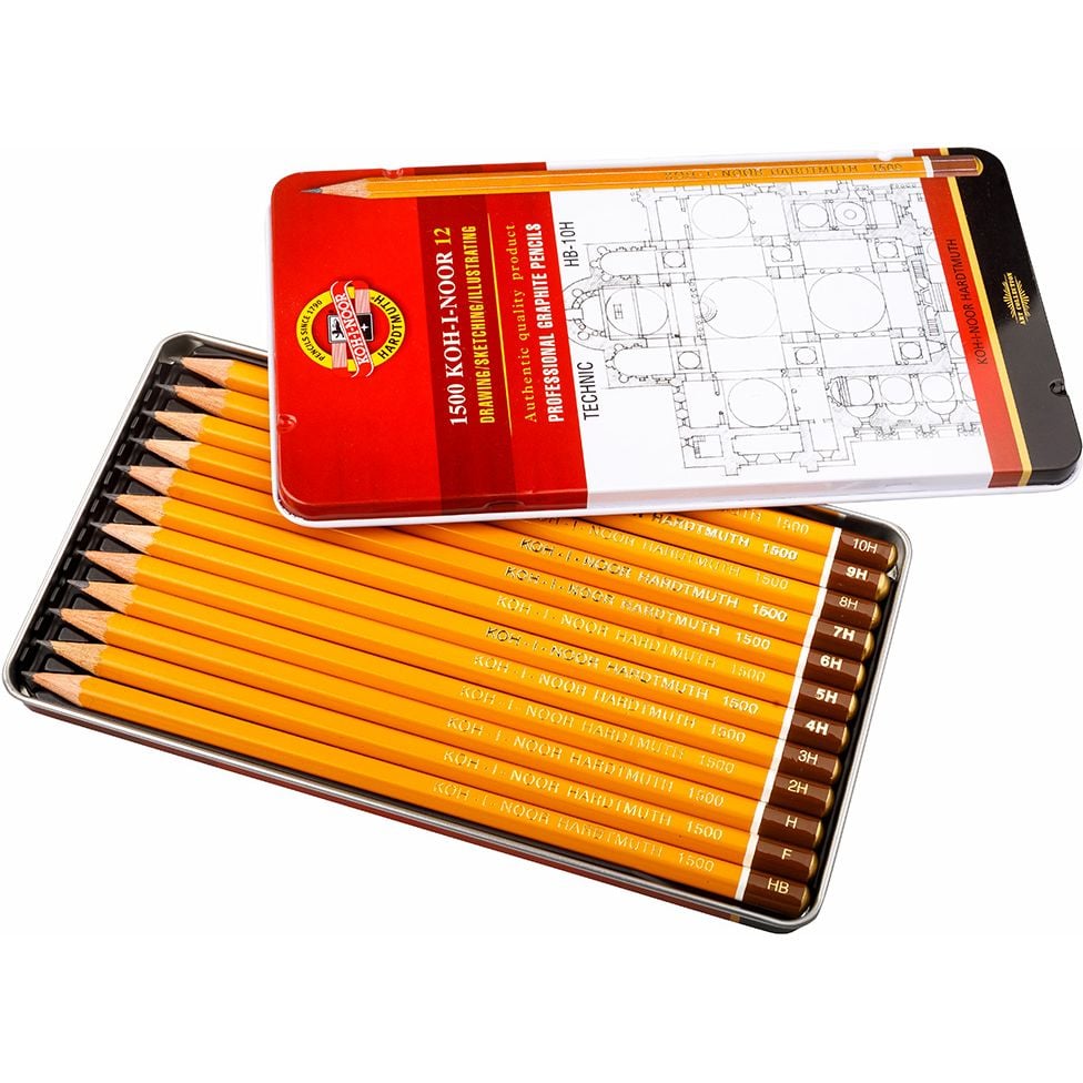 Набір олівців графітних Koh-i-Noor 1500 Technic HB-10H 12 шт. (1502.I) - фото 2