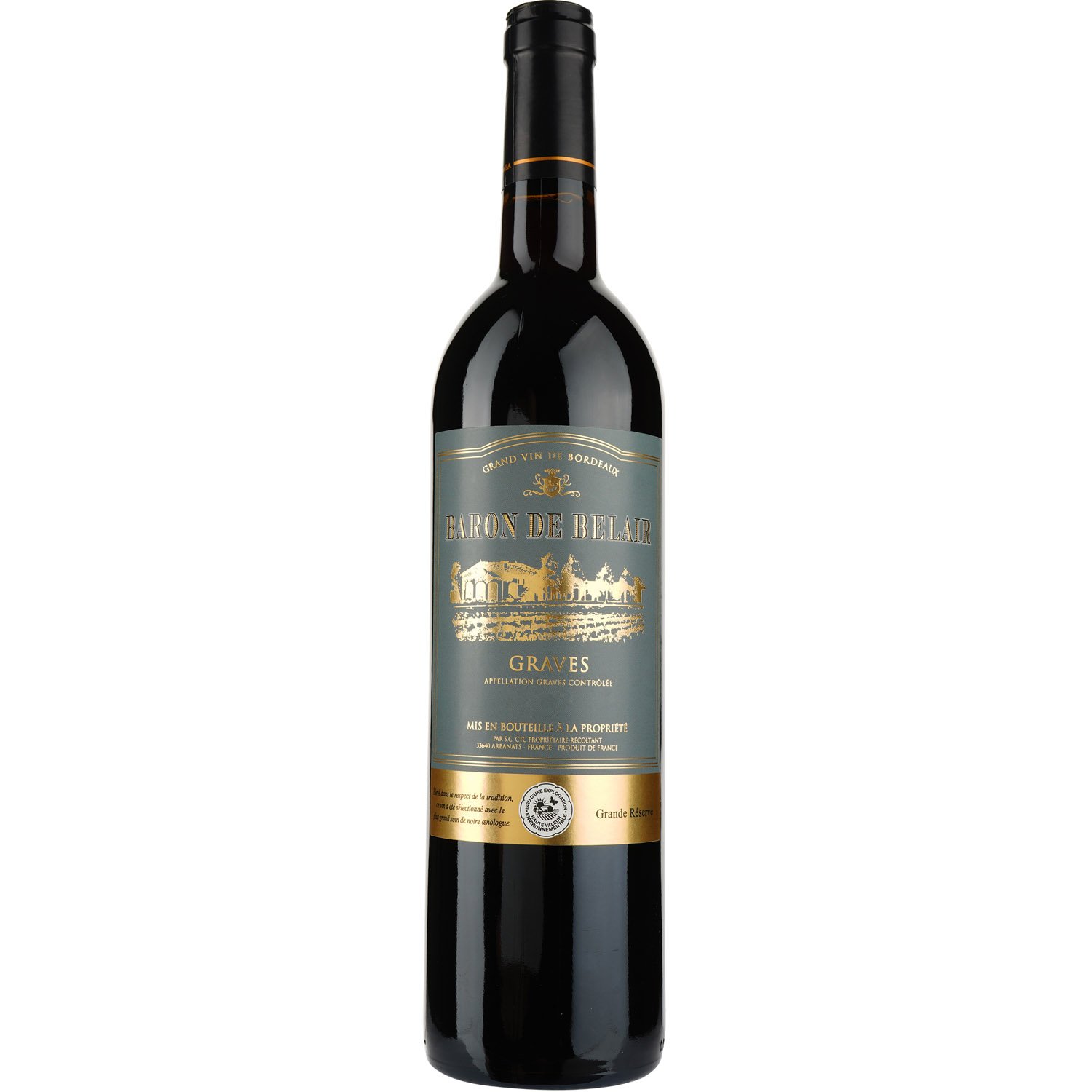 Вино Baron de Belair AOP Graves 2015, красное, сухое, 0,75 л - фото 1