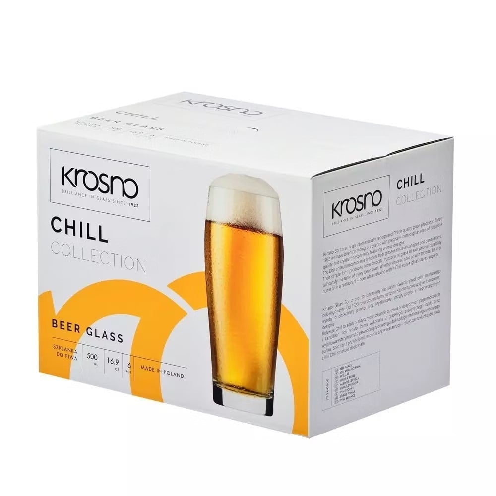 Набор бокалов для пива Krosno Chill-1, стекло, 500 мл, 6 шт. (788722) - фото 3