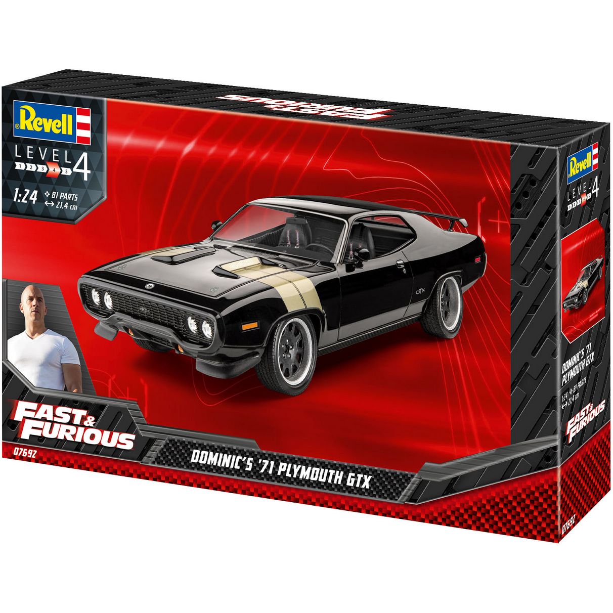 Сборная модель Revell Автомобиль Plymouth GTX 1971 из фильма Форсаж,  уровень 4, масштаб 1:24, 81 деталь (RVL-07692) купить в Киеве, Украине |  MAUDAU: цена, отзывы, характеристики