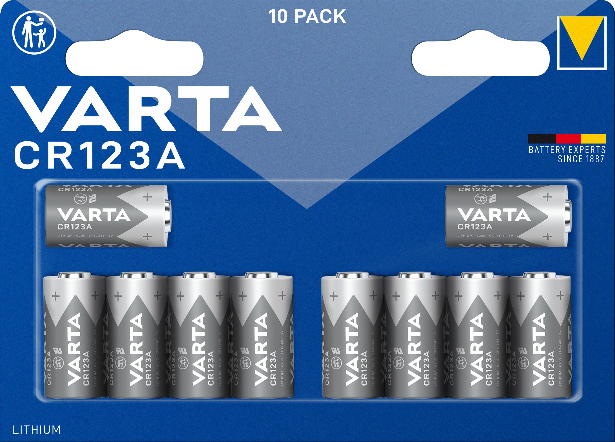 Батарейка Varta CR 123A Bli, 3 V, 10 шт. (6205301461) - фото 1