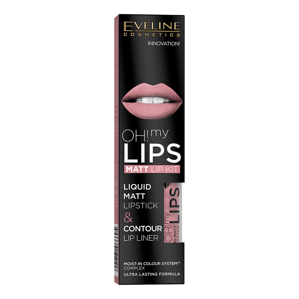 Набор Eveline №3: матовая губная помада Oh My Lips, тон 03, 4,5 мл + контурный карандаш для губ Max Intense Colour, тон 23 (Rose Nude), 1,2 г (LBL4LIPSK03) - фото 3