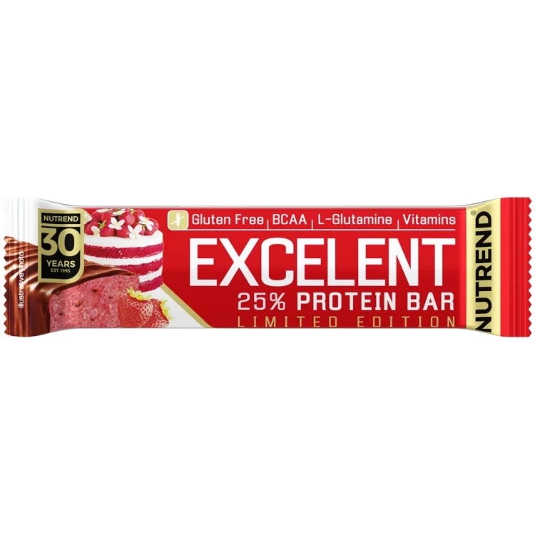 Батончик протеїновий Nutrend Excelent Protein Bar полуничний торт 85 г - фото 1