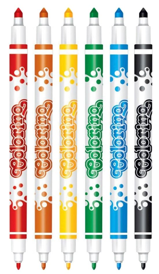 Фломастери двосторонні Colorino Fibre Pens, 6 кольорів (13437PTR/1) - фото 2