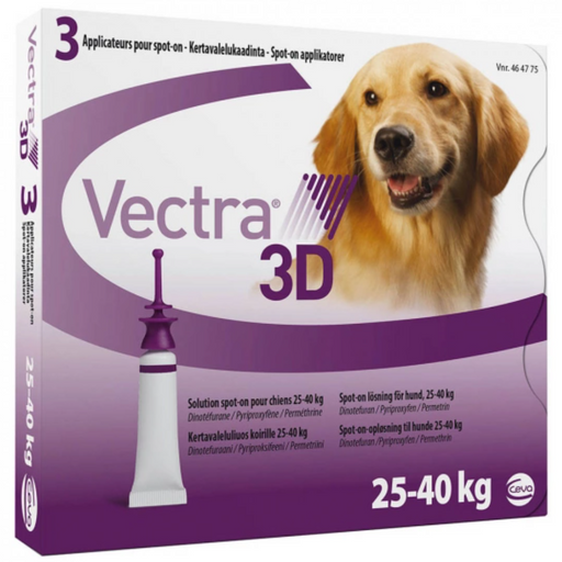 Краплі на холку для собак CEVA Vectra 3D від ектопаразитів, 25,1-40,0 кг, 1 піпетка х 4,7 мл (81589-1) - фото 1