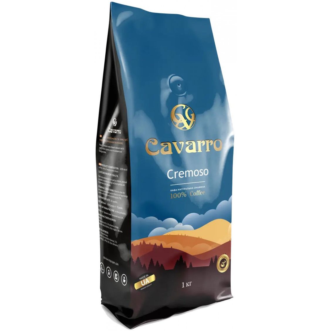 Кава смажена фірмова Cavarro Cremoso 1 кг - фото 1