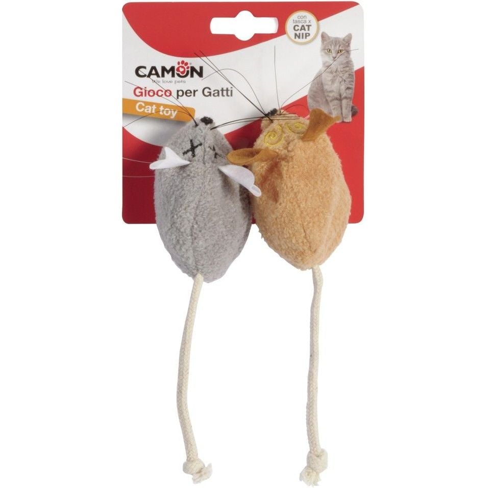 Іграшка для котів Camon Мишка, з ароматом котячої м'яти, 2 шт., в асортименті - фото 1