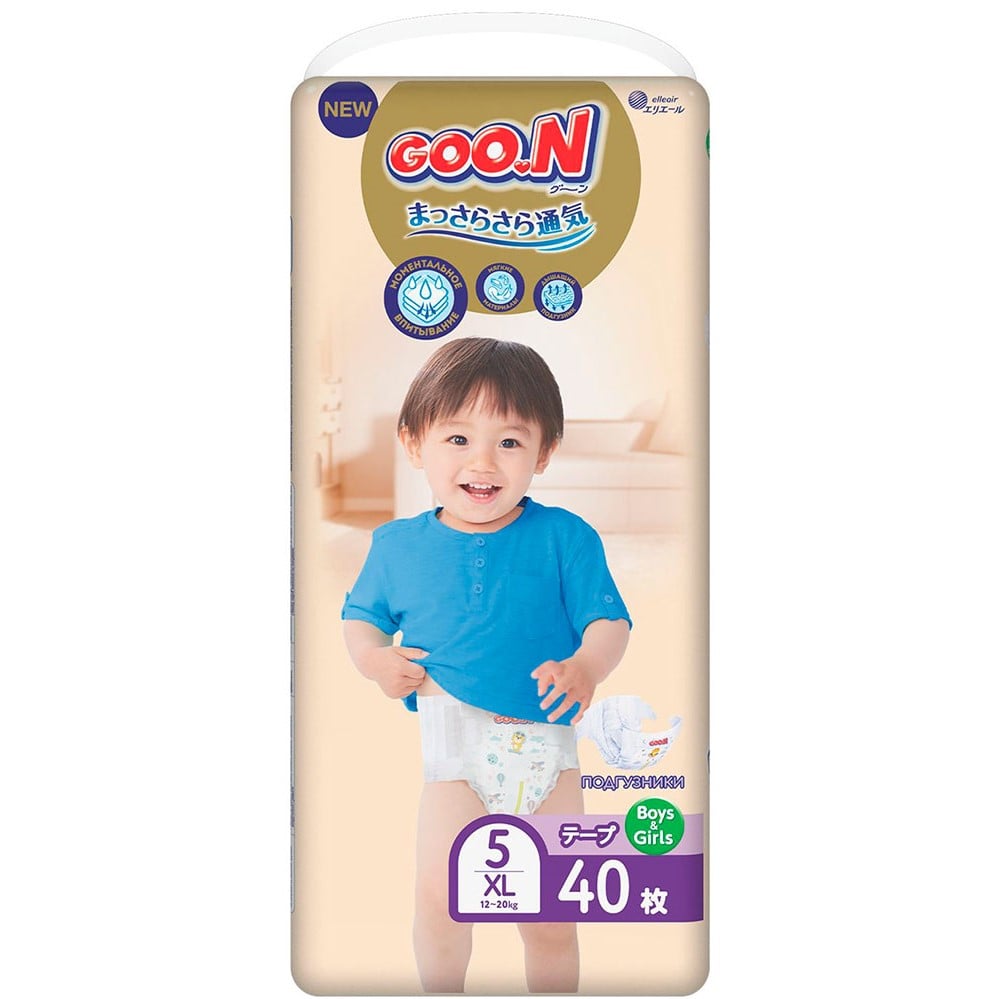 Подгузники на липучках Goo.N Premium Soft 5 (12-20 кг), 40 шт. - фото 1